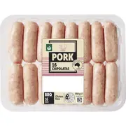 Woolworths 16 Pork Chipolatas 550g