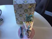 16th Birthday Cake T-lite holder a Clayworks from Blue Sky by Heather Goldminc