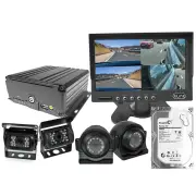 Elinz 7" Quadscreen 4CH MDVR GPS 4G WiFi 1080P AHD HDD Fleet Fuel Management 1TB Hard Drive