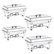 Dish Buffet Set 4 Packs,8 Quart Stainless Steel Foldable Rectangular Chafing Ful