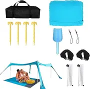 Beach Tent Sun Shelter - Sunproof Cabana Yard Shelter with 4 Sandbags,Easy Setup Outdoor Cabana Tent for Picnics, Fishing, Beach, Backyard