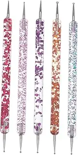 Beavorty Acrylic Nail Art Pen Set 5-in-1 Manicure Tools Rhinestones Picker Dotting Pen for Nail Decorations and Diy