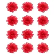 12Pcs 2" Chiffon Flowers Sewing Fabric Flower Appliques for Crafts Red