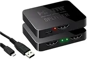 HDMI v2.0 Splitter 1 in 2 Out with External Power Supply USB Plug 4K 60Hz UltraHD UHD 3D Supports HDCP 1.4 for PS3 PS4 Blu-Ray STB Xbox DVD