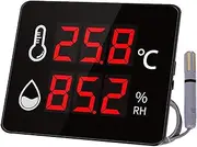 Digital Temperature Humidity Meter, -40-100℃ 0-99% Rh Room Thermometer Humidity Sensor with 3m Sensor Bracket, Hygrometer Monitor for Indoor/Outdoor, Industrial, Greenhouse
