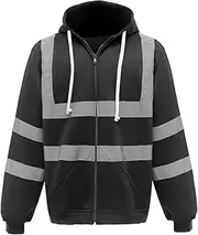 [Yoko] HVK07 Men's Hi-Vis Zip Hoodie - Black - M