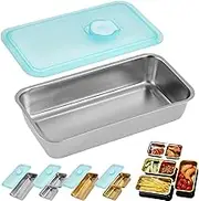 Stainless Steel Double Compartment Snack Containers, Reusable Grab and Go Snack Containers with Lids, Stainless Steel Snack Box for Snacks Dips Travel and Camping (Silver Single Grid,1)