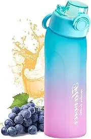 720ML Fruit Fragrance Water Bottle with Lid and Straws, Portable Water Cup BPA Free, Water Bottle Starter Set, Drinking Glass Suitable for Gyms, Outdoor Sport, Schools (Grape)
