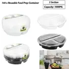 144 x Plastic Meal Prep Food Containers 3 Section Takeway Bento Lunch Box 1000ML