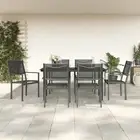7 Piece Garden Dining Set Black Steel Textilene Outdoor Furniture Patio Ta 00723
