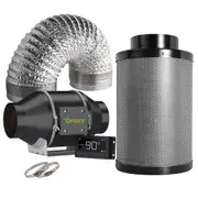 GROZY 4"/100mm Intelligent Inline Fan THC Carbon Filter Combo Ventilation Kits