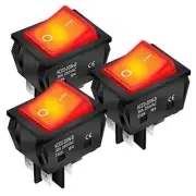30A 250V KCD2 KCD4 Rocker Switch DPST 4 Pin Red Lighted 120V Rocker Toggle