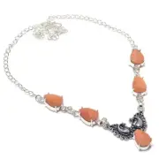 Pink Amazonite Gemstone Handmade 925 Sterling Silver Jewelry Necklace Size 18"