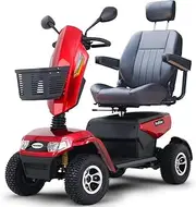 Equipmed ProRider, Ultra Large-sized, High Power, Strong Climber, Varied Terrain, S-XXXL, 200kg Capacity Mobility Scooter, Red