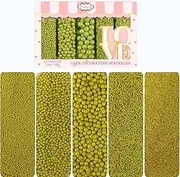 Confect Sprinkles for Cakes & Cupcakes Decoration | Assorted Pack of 5 Halloween Brunch Lime Green Sprinkles | Celebration Sprinkles | Mix Dragees, Jimmies & Sparkling Sugar - 3.5 Oz