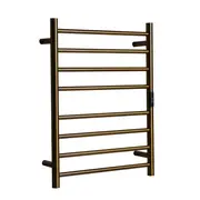 Hotwire 80W 700 x 530mm Gold 8 Bar Flat Round Heated Towel Rail with Timer