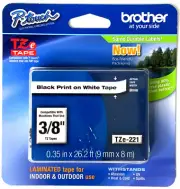 Brother Genuine P-Touch TZE-221 Tape 3/8" (0.35") Standard Laminated Label Tape