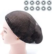 Hair Nets,Reusable Hairnets - Food Service/Work Long Hair/Sleep/Nurses,MOIKY Kitchen Beauty Home Elastic Mesh Hair Head Cover Net(10 pcs,Black)