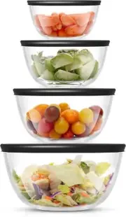 Kitchen Mixing Bowls - 8pc Glass Bowls with Lids Set – Neat Nesting Bowls - L...