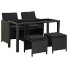 Rattan Garden Furniture Set Outdoor Patio Dining Table Chairs With Stools 5 Pcs