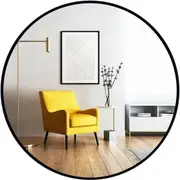 60cm Black Round Wall Mirror for Bathroom, Living Room, Vanity, Hallway
