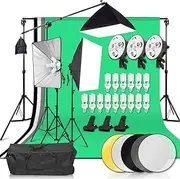 Abeststudio 3375W Photography Softbox Lighting Kit, Studio Softbox Continuous Lighting Set with 4 Backdrops 6.6ft x 10ft Background Stand Support System for Product Portrait Video Shooting