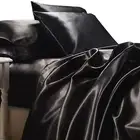New Ivory & Deene Black Satin Sheet Set King Size 4pc Bedding Bed Linen Silky