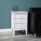 White Finish Wooden Nightstand 3 Drawer Bedside Table Storage End Side Bedroom
