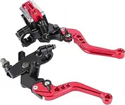 ZenithAur Universal Motorcycle Brake Clutch Master Cylinder Reservoir Levers Kit for 7/8 22mm Handlebar (Red)