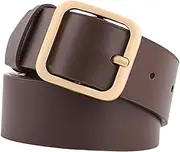 [Healeved] Fully Adjustable Leather Belt with Square and Silver Versatile Fashion Accessory for Casual and Stylish Outfits