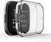 Full Cover Case intended for Fitbit Versa 2 Case, Electroplating TPU Silicone Screen Protector intended for Versa 2 Accessories Frame Scratched Resistant Protective Cover Case intended for Versa 2 Smart Watch (Plating-Black,Gray,Rose Pink)