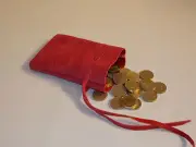 Medieval Larp SCA Pagan Reenactment Red Leather DRAWSTRING MONEY POUCH BAG