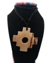 Adjustable Necklace Handmade in Thread and Palo Santo Wood - Chakana Inca Artisa
