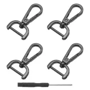 4Pcs Swivel Clasps, 0.78" D Ring Detachable Snap Hook with Screwdriver, Black