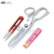 Tailor Scissors 12'' Sliver Shears & Thread Cutter Red Sewing Measurement Scale