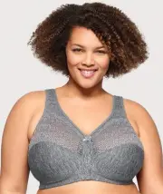 Glamorise Magiclift Moisture Control Wire-Free Bra - Gray (Size 18B)