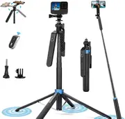 180cm Selfie Stick Tripod with Remote for iPhone/Android - Anti-Shake, Portable Stand for GoPro/Insta360