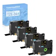 4PK 3/4" Compatible with Brother TZ344 TZe344 Gold on Black Label Tape P-Touch