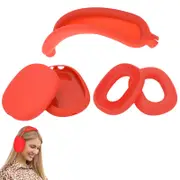 Silicone Case Cover for AirPods Max Headphones Clear Soft Ear Pad Protective Sleeves -Red