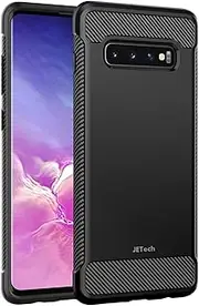 JETech Slim Fit Case Compatible with Samsung Galaxy S10 Plus S10+, Thin Phone Cover with Shock-Absorption and Carbon Fiber Design (Black)