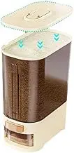 11kg Rice Dispenser,Large Grain Container Storage with Lid Measuring Cylinder Household Cereal Dispenser Bucket,With Measuring Cup Time Pointer and Button,For Flour Beans Cereal Grains