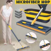 Mop 360°Rotating Wet Cleaning Magic Self Wringing Mop+FoldableBucket+6cloth42CM