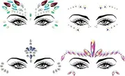 HAIKING Face Gems, 4 Pcs Acrylic Crystal Face Stickers for Face Makeup, Nails, Crafts, Party (4 Styles)