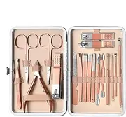 Manicure Kit For Women | Set Of 18 Mens Grooming Kit | Stainless Steel Portable Nail Toenail Clippers Kit With Luxurious Travel Case For Husband Boyfriend