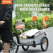 Bike Cargo Trailer 45 kg Load Heavy-Duty Bicycle Wagon Cart Foldable Compact Storage w Universal Hitch Waterproof Cover 406.4 mm Wheels Fits 558.8-711.2 mm