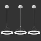 Modern LED Pendant Light 3 Pack Silver Ring Pendant Lights Kitchen Island 6500K