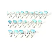 Wholesale 21pc 925 Solid Sterling Silver Blue Larimar Ring Lot S520