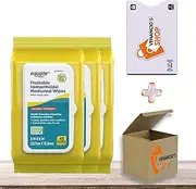 Equate Flushable Hemorrhoidal Medicated Wipes, with Witch Hazel Wipes, 50% + Includes VenanciosBox (48 Count - Pack of 3)