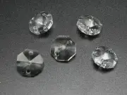 50 Clear Crystal Octagon Bead Connector 12mm 2 Hole Prisms Chandelier Chain Part