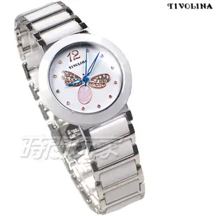 TIVOLINA 蜻蜓亮鑽 鑽錶 陶瓷錶 防水錶 藍寶石水晶鏡面 女錶 白色 MAW3707PP【時間玩家】